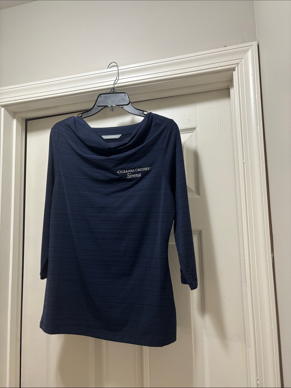 Cutter & Buck Navy Cowl Neck Three-Quarter Sleeve Top